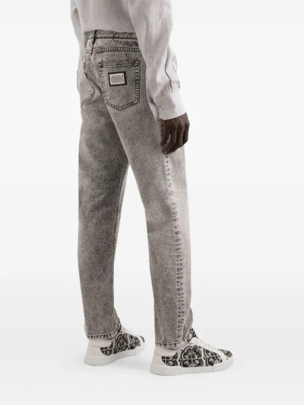 Dolce & Gabbana Grey Acid Washed Straight Jeans